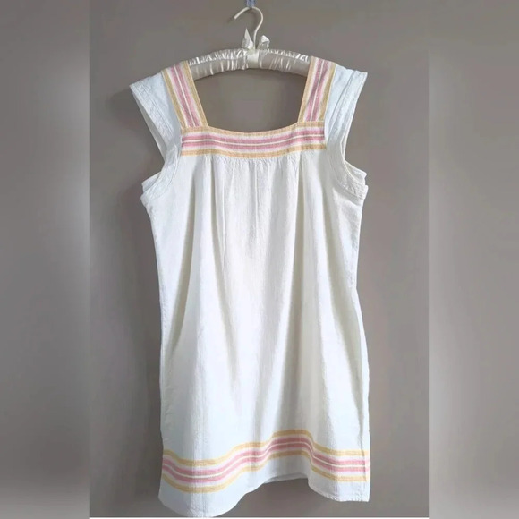 NWT Faherty Apres Soleil Stripe Hailee Dress sz M	 Organic Cotton Boho White - Picture 5 of 13